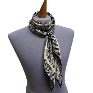 Vera Neumann Navy Dots Silky Scarf Pointed End Vintage Hair Bow Tie Headband